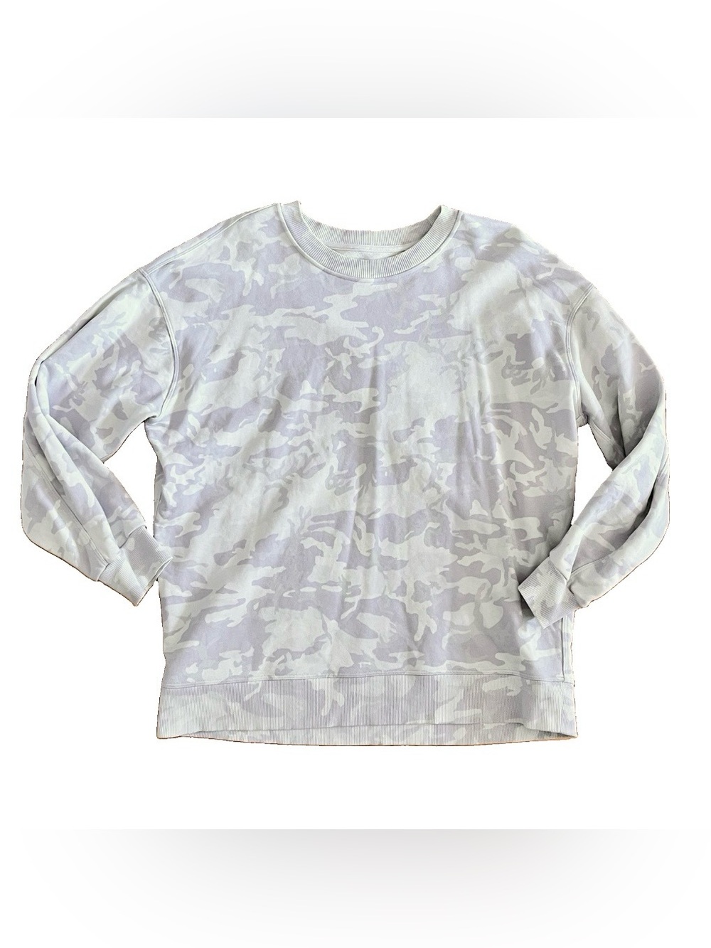 Lululemon Perfectly Oversized Crew sweatshirt 6 pullover white camo cotton terry